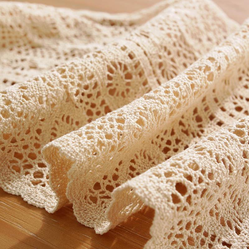 Bu Papa Beige Tassel Crochet Table Runner - American Retro Wave Tea & Dining Table Mat
