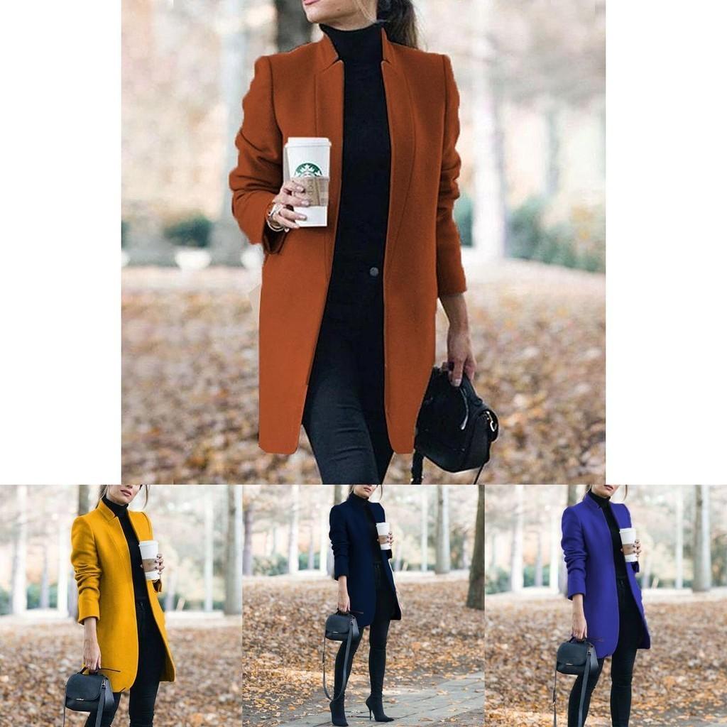 Overcoat Fashion Womens Trench Coat Ladies Solid Color Winter Warm Long Jacket