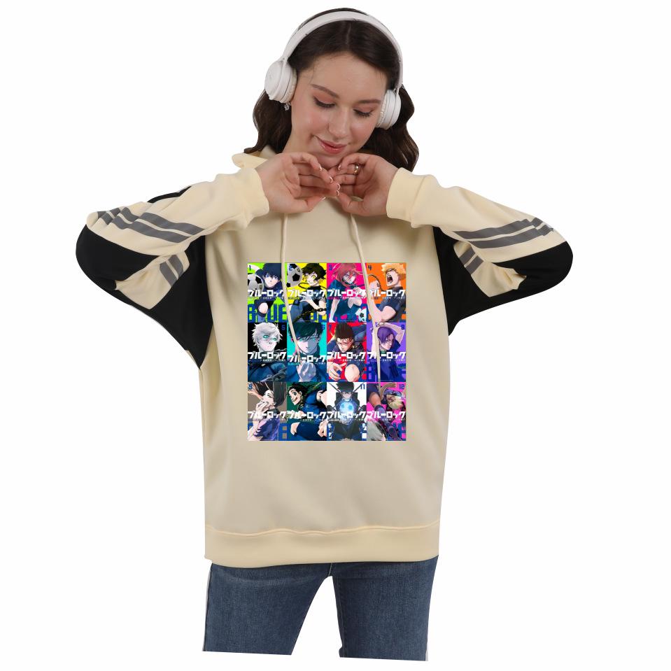 Blue Lock Anime Colorblock Hoodie mit Fleece für Damen und Herren - Herbst/Winter