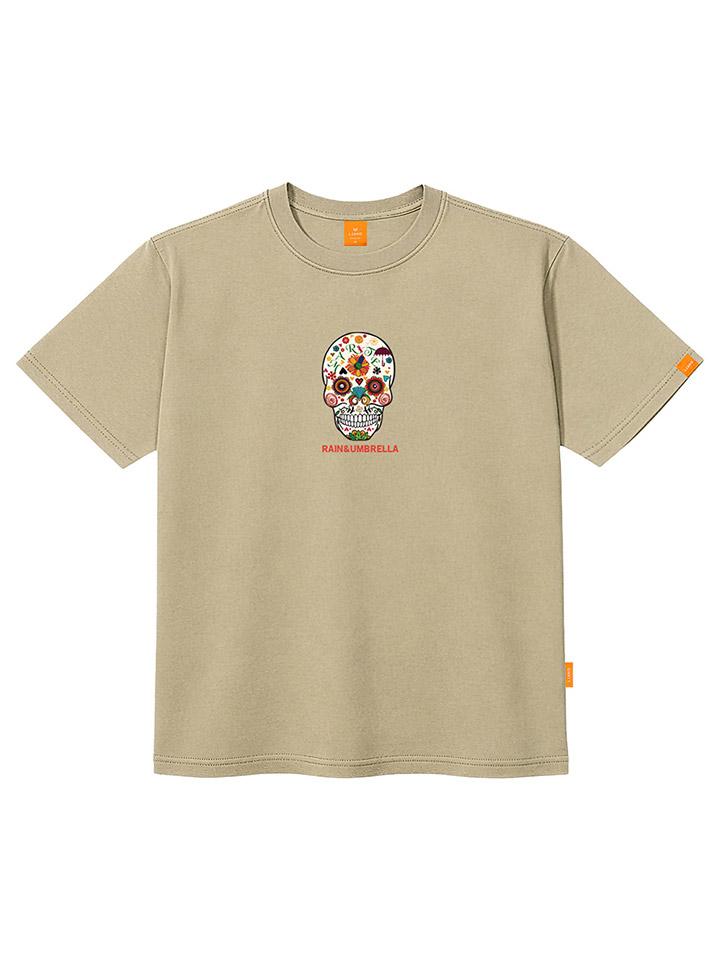 Ellamo Flower Skull Short Sleeve T-Shirt Unisex Plus Size S~4Xl (B Type)