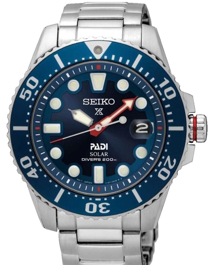 

Мужские часы Seiko PADI SNE549P1 Solar Diver с синим циферблатом