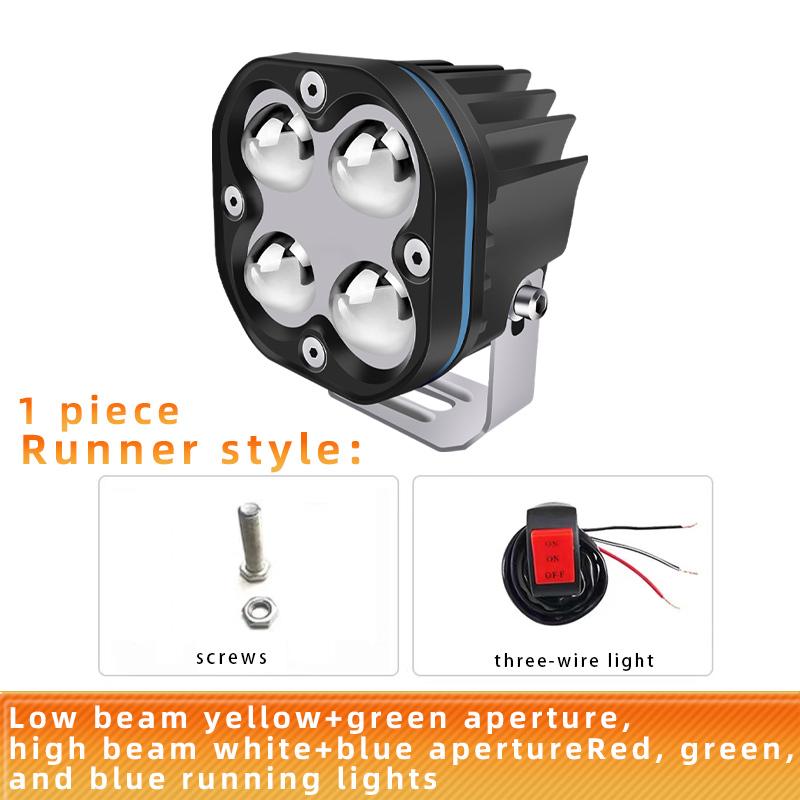 

1/2 шт. светодиодные фары для мотоциклов, 2-цветный проектор, белый, желтый, красный, синий, зеленый, дневные ходовые огни, противотуманные фары для мотоциклов, противотуманные фары, прожекторы для мотоциклов 1Pc белый/жёлтый