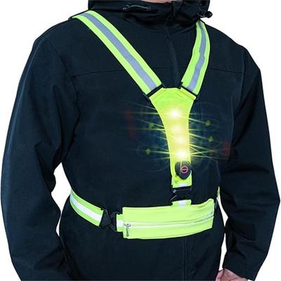 Reflektierende Laufweste, LED-Sicherheitsweste mit Hüfttasche, wiederaufladbar über USB, leuchtende Reflektorweste zum Gehen, Laufen und Radfahren bei Nacht