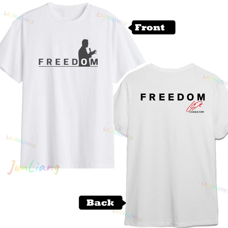 Charlie Kirk Freedom Shirt Human Rights Funny Political Protest Tshirt Classics Shortsleeve Tops Unisex Streetwear Tshirts
