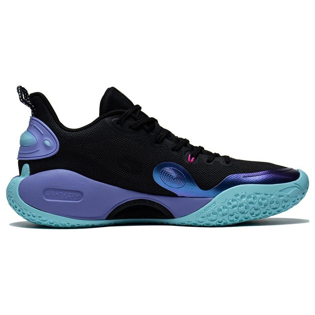 Li Ning YuShuai Team Cushioning Slip Resistant Abrasion Resistant Low Top Basketball Shoes Men's Black Purple ABPT039-2