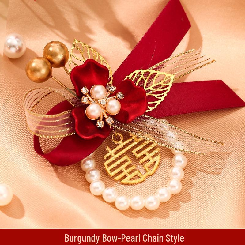 Bridesmaid Pink Rose Corsage Bracelet - Wedding Flower Accessory