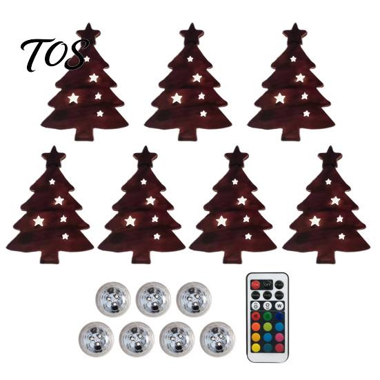 Ambient Night Light for Bedroom 7Pcs LED Reindeer Wall Decorations Christmas, Wooden Glowing Deer/Santa Claus/Xmas Festive Holiday Ornaments