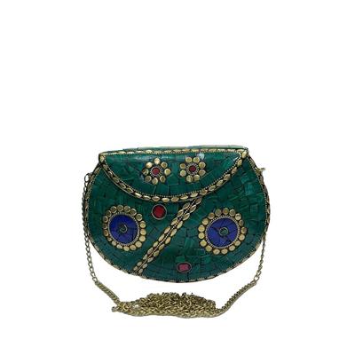 Bolsa de Mão Feminina Nupcial em Latão Antigo Étnica Feita à Mão em Metal