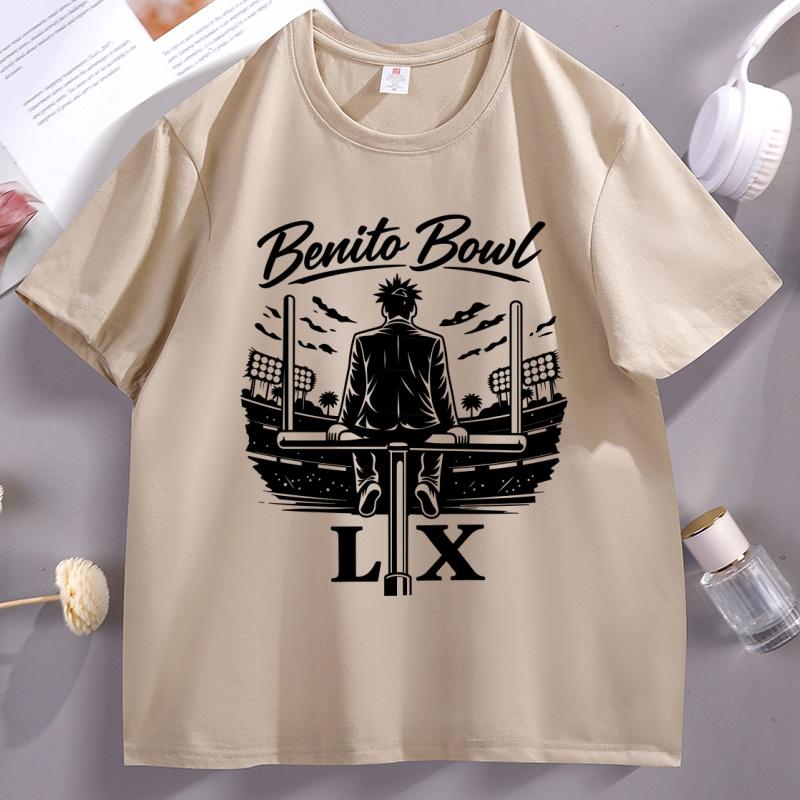 Bad Bunny Benito Bowl LX Stadium T Shirt for Unisex Women Casual Round Neck Tshirt Cotton Short Sleeve Loose Streetwear Clothes