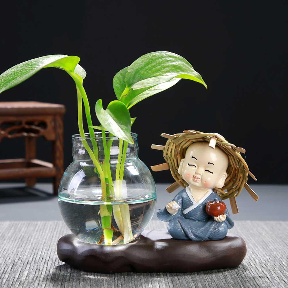 Glass Vase Lovely Transparent Plant Terrarium Glass Vase Desktop Decoration Green Radish Hydroponic Creative Personalized  Vase