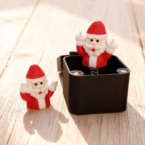 1/2/4Pcs Christmas Middle Finger In A Box Ornament Pop-up Santa Claus Reindeer Snowman Box Desktop Decoration Tricky Props Gag Prank Gift