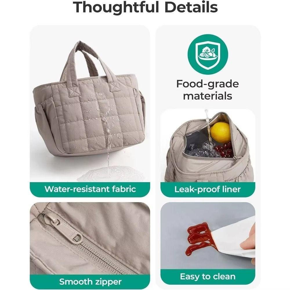 Solid Color Insulated Handbag Portable Food Thermal Box Insulated Lunch Tote  Travel