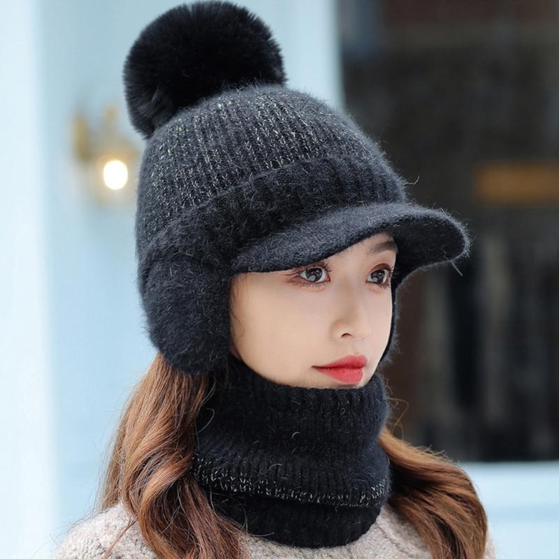 Hat Balaclava Set Beanie Scarf Set Winter Warm Knit Hat Scarf Set Skullies Beanie Men Ear Head-Neck Cover Ski Beanie Hat