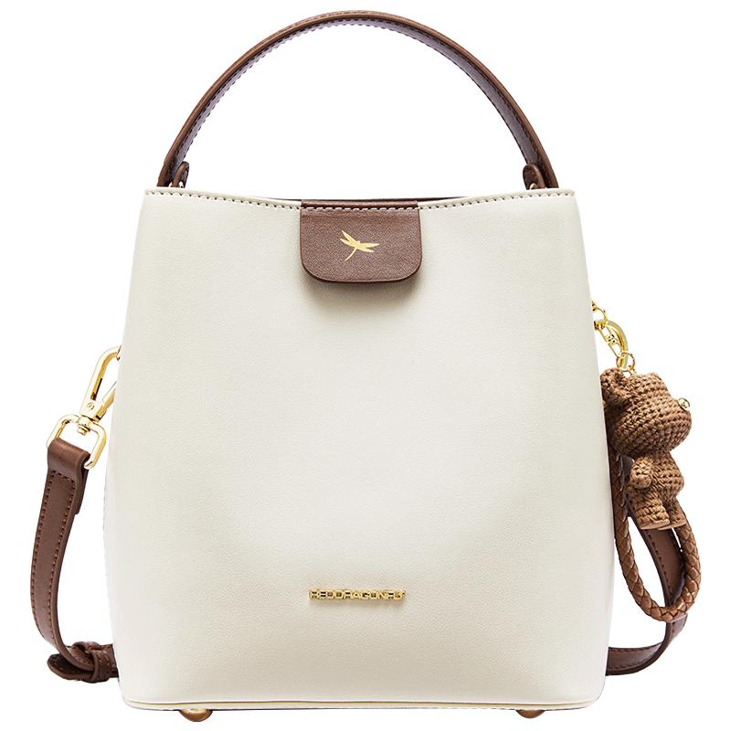 RED DRAGONFLY Light Luxury Cowhide Shoulder Bucket Bag