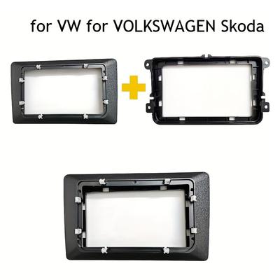 9/10 tum 2 Din för Monteringsram för VW för VOLKSWAGEN Skoda Seat Universell Bilstereo Instrumentpanel Bländare Frontplatta