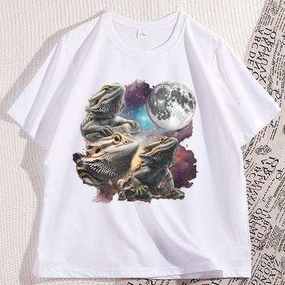 Funny Bearded Dragon T Shirts Casual Cotton Short Sleeve Tshirt Loose Round Neck Oversized Y2k Clothing High Qualty Tees
