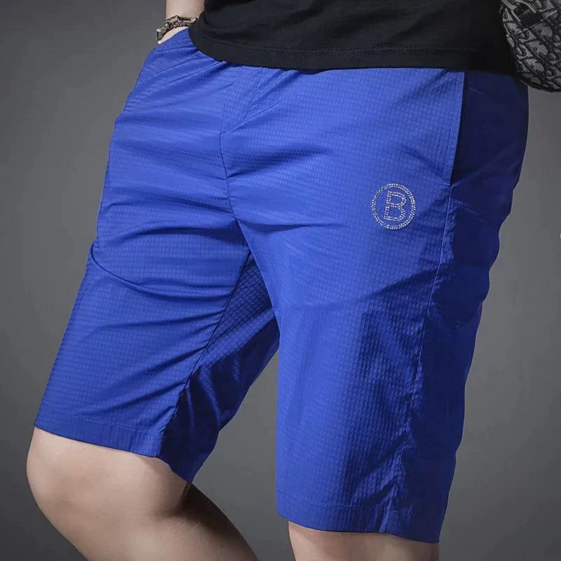 European Station Gingham Shorts Men s Trendy Summer Thin Casual Sports Beach Pants Men s Simplicity Outer Wear Fifth Pants 3XL синий