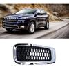 Front Grille Insert, 7pcs ABS Front Grille Inserts Grill Guard Trim Accessory Fit for Cherokee 2014-2018(Chrome Frame)