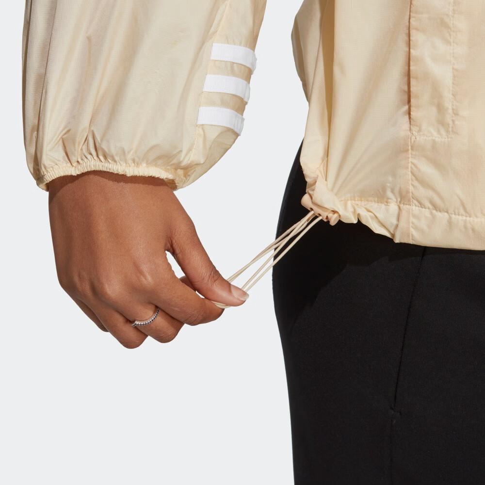 Adidas Jachetă cu Glugă Sport Casual Color Block cu Trei Dungi Femei Jachetă Rock Nisip Praf HT8719