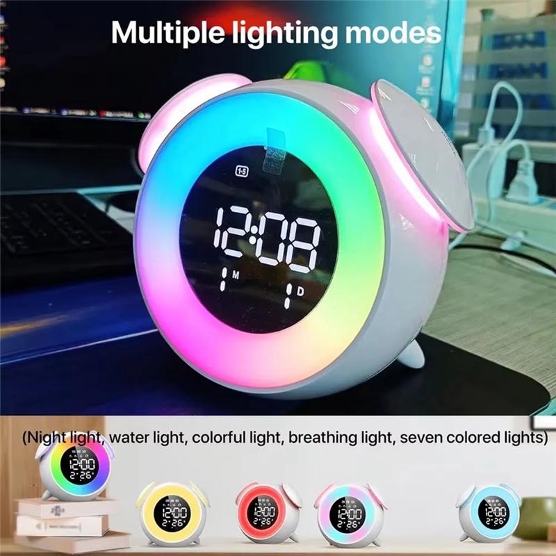 M-Modern-Digital Alarm Clock With Sunrise Sunset Light Rechargeable Simulation Colorful Atmosphere Light For Bedroom Awakening
