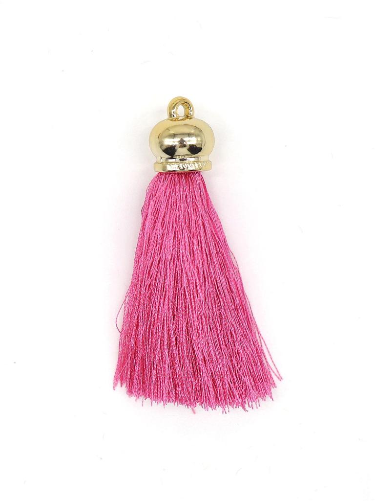 Green Bead Rice Pattern Hat Pendant with Vertical Polyester Tassel