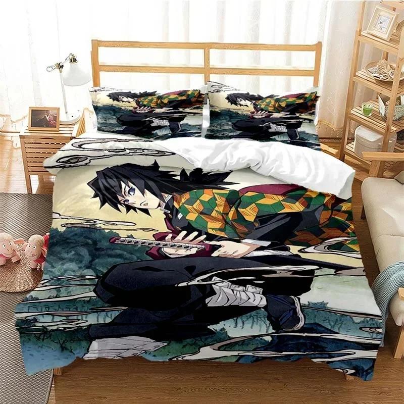 Set Biancheria da Letto Demon Slayer Kamado Nezuko Set Copripiumino Copriletto Federa Misura King Queen Full Singolo Biancheria da Letto Bambini Adolescenti Regalo