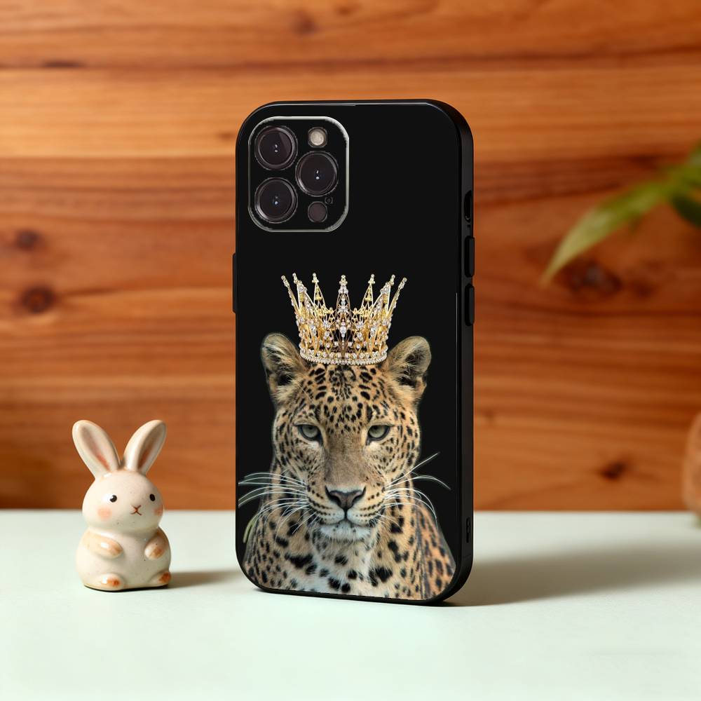 L-Luxury F-Fashion leopard Print Phone Case For iPhone17 16 15 14 13 12 11 Pro Max Plus,5G Soft Black Case