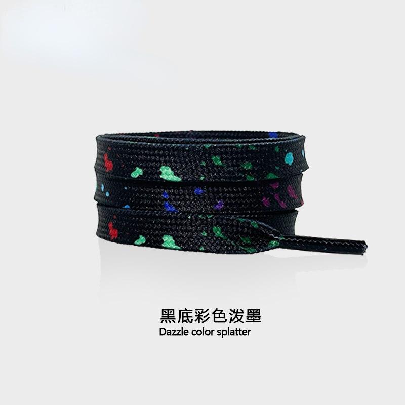 Rainbow Shoelaces for Sneakers Quality Fabric ink Splatter Shoe laces Fashion 0.8cm Flat AF1 Laces for Shoes 100/120/140/160CM