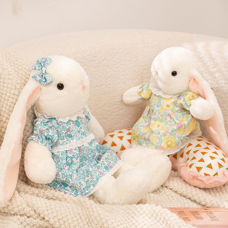 Wear Rabbit Dress Plush Toy Animal Stuffed Doll Bedroom Decoration Gift Kids