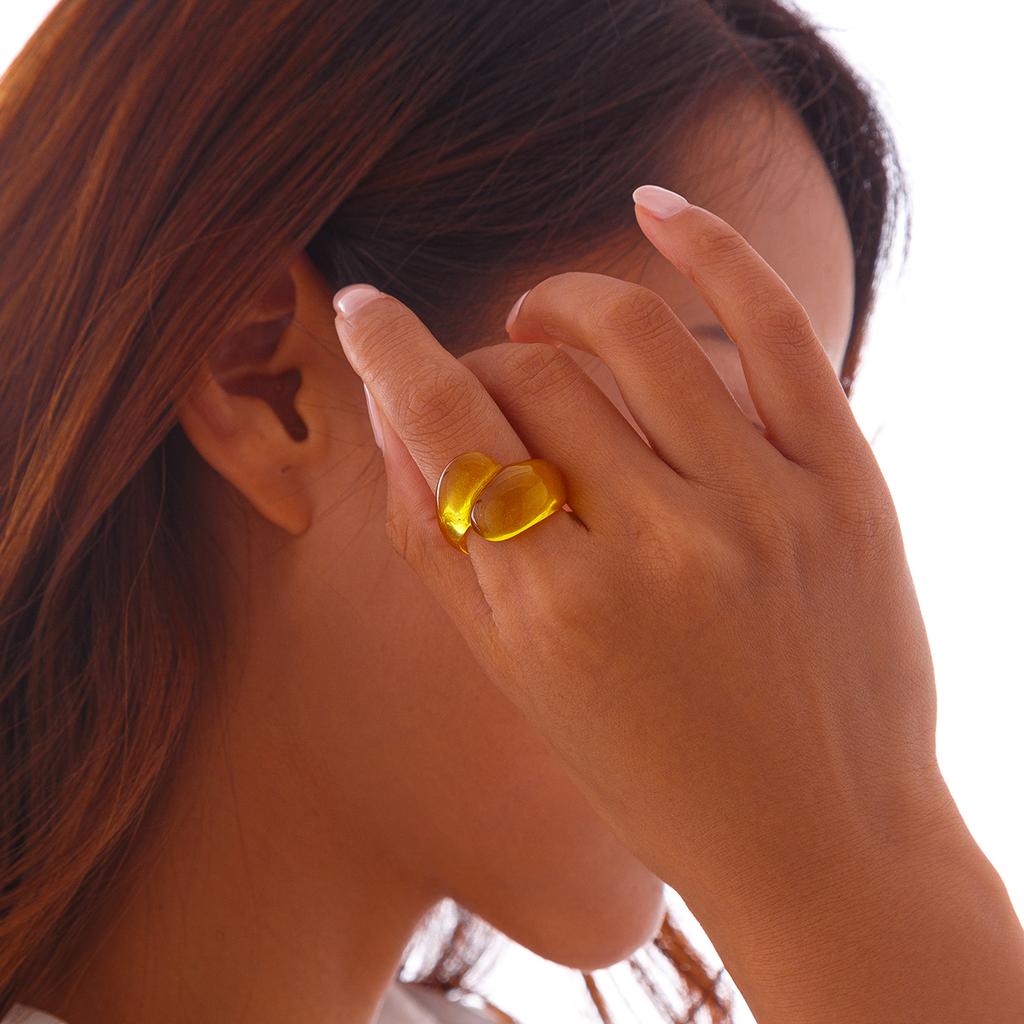 Ingemark Mehrfarbige Harz-Wassertropfen klobige Ringe Damen Boho Geometrische Offene Manschette Fingerringe Y2K Wed Schmuck Party Zubehör