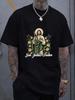 San Judas Tadeo Graphic Crew Neck T Shirt Multi Color Casual Tee, Breathable Summer Tee for Daily We
