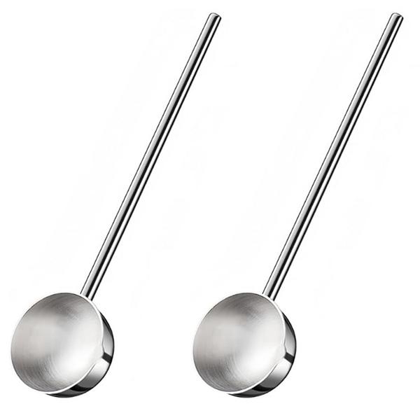 2025 Trend 2X Mała Łyżka do Zupy Metalowa Ze Stali Nierdzewnej Głęboka Łyżka z Dzióbkiem 2 uncje Długi Uchwyt Łyżki do Sosu 10,5 cala