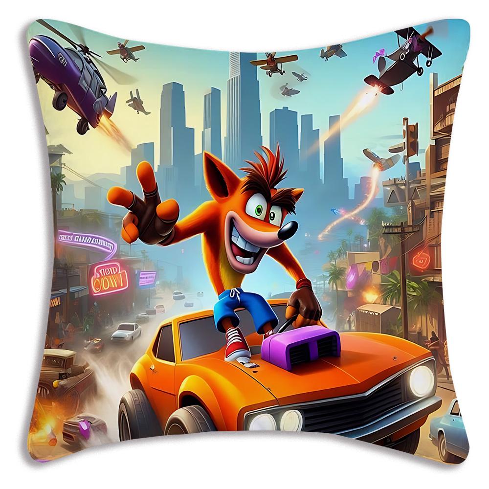 Cartoon Crashs B-Bandicoots Pillow Covers Cartoon Sofa Decorative Home Double-sided Printing Short Plush Cute Cushion Cover