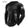 Camisetas Con Patrón De Bandera Americana Para Hombre, Ropa Informal De Manga Larga Con Estampado 3d, Moda Urbana, Talla Grande 6XL, Primavera Y Otoño