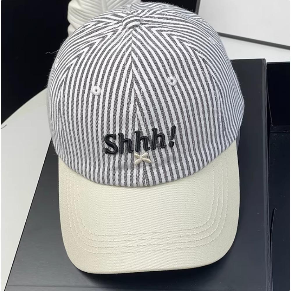 Wide Brim Letter Embroidered Baseball Cap, Cotton Color Block Stripes Hat For Men Women Outdoor Korean Fashion Casual Headwear