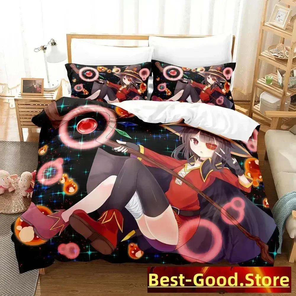 KonoSuba Bedding Set Duvet Cover Sheet Printed Bed Set Pillowcase Bed Full Queen King Size Comforter Bedroom