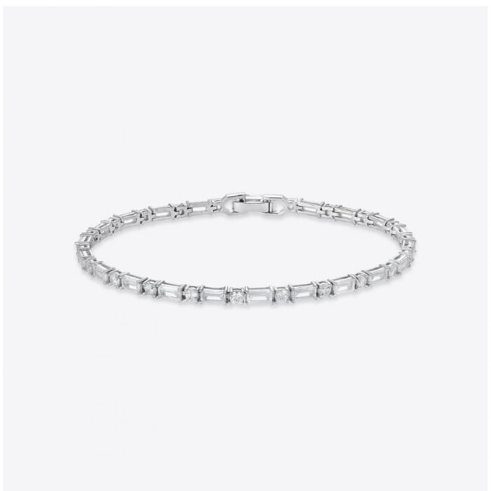 Miss Green Cross Pave Baguette Round Tennis Bracelet