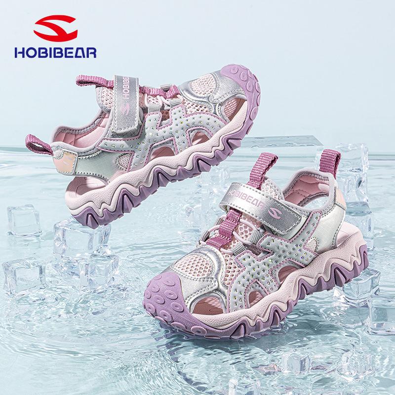 Girls Closed Toe Sandals Mesh Breathable Beach Shoes Hook And Loop Outdoor Sports Summer Water Shoes For Kids