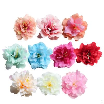 10 Pcs 9 Cm Artificial Silk Peony Heads Simulation Flowers for DIY Headwear Decor
