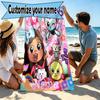 Custom Name Personalized Gabby's Dollhouse Print Beach Towel, for Trip Camping Beach Party Home Decor, Birthday Gift for Family & Friends