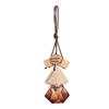 Triangle Wood Lid Car Air Freshener Pendant with Crystal Bead Tassel - Essential Oil Aromatherapy Odor Eliminator.