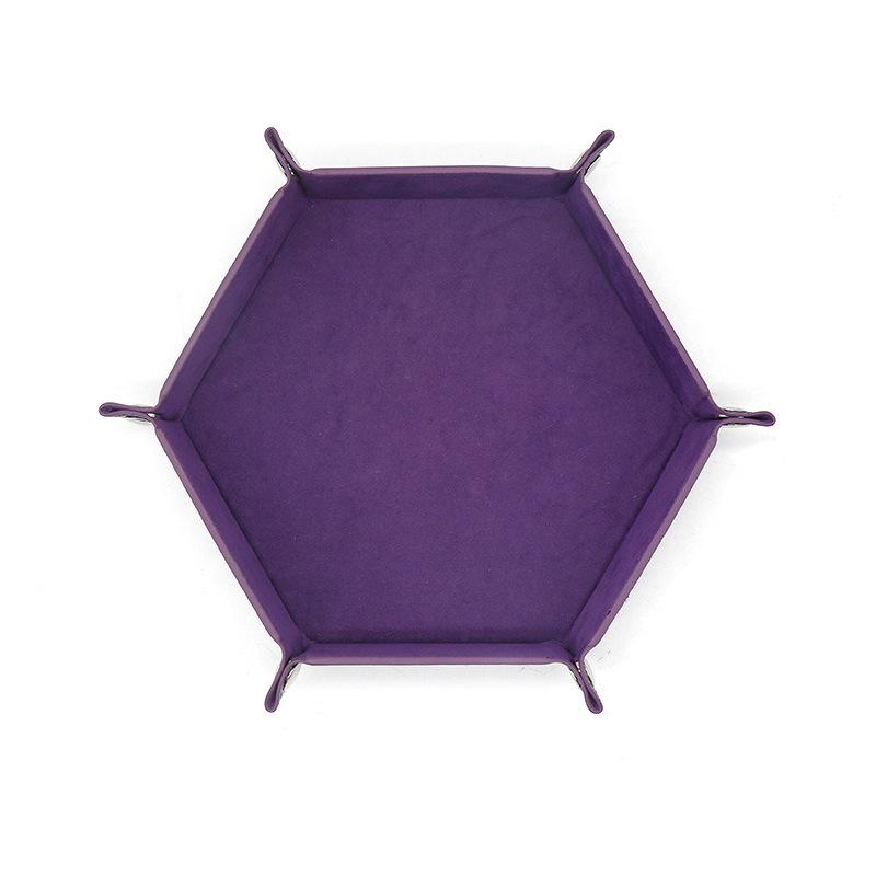 Hexagonal PU Leather Dice Tray - Board Game Accessories & Sundries Storage Box