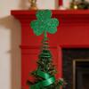 St. Topper de Árvore de Trevo de São Patrício com Base de Primavera Glitter Trevo Irlandês Miniatura Decoração de Topo de Árvore de Natal Ornamento para Festa de Feriado