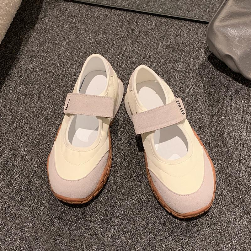 

Весенние новые нескользящие повседневные туфли на толстой подошве с круглым носком на липучке, увеличивающие рост и стройнящие, в стиле ретро для женщин 35