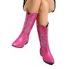 Large size medium heel embroidered medium tube sleeve knight boots pink fashion boots autumn and winter