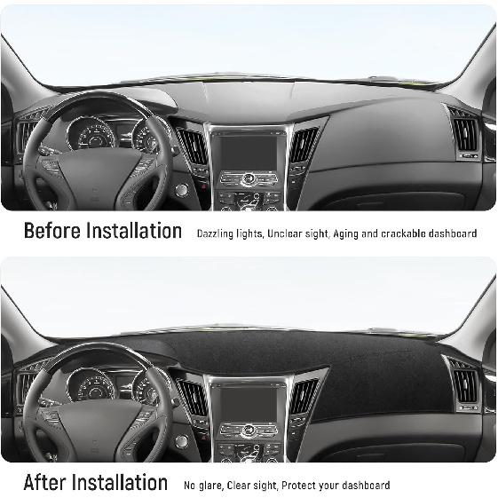 YOJOJOCO Dash Cover For Hyundai Sonata 2014 2013 2012 2011 Accessories Flannel Dashboard Cover Dash Mat Center Console Cover Sunshield Protector Pad
