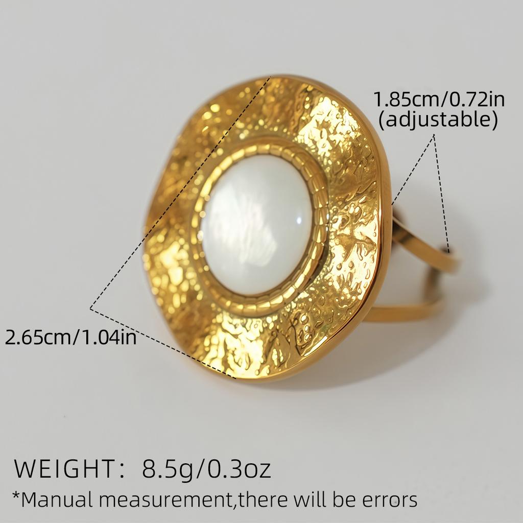 Fashion Shell Stainless Steel 18K Gold Plated Adjustable Opening Rings for Women Engagement Party Gift Temperament Jewelry 2025
