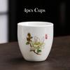 4pcs White Porcelain Teacup 145ml high-capacity Hand-Painted Ceramic Tea Bowl Travel Meditation Cup Chinese Tea set