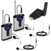 Depusheng Wireless Dual Bodypack USB Receiver Lavalier Microphone Headphone Mic Receiver Transmitter USB Interface for Computer Notebook Video