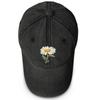 White Daisy Print Adjustable Sun Hat, Flower Sports Hat Cotton Inelastic Sun Protective Cozy Snapback Baseball Cap